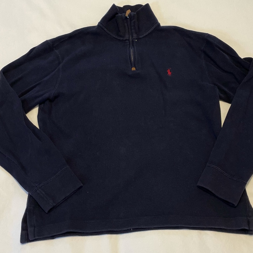 Navy Polo 1/4 Zip Sweater